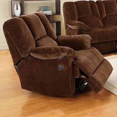 Brown Corduroy Chair with Power Recline